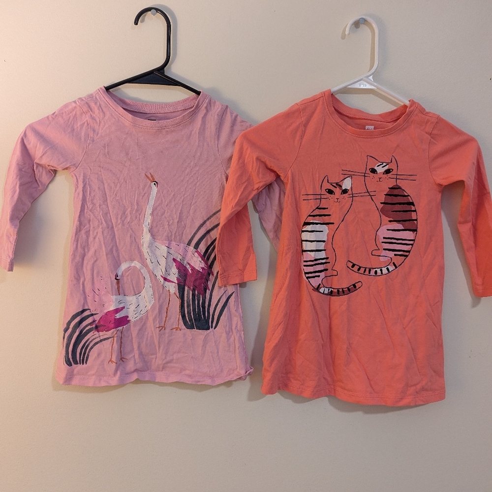 Tea Collection Long Sleeve Shirts - Pink & Orange with Animal Prints